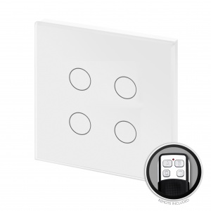 Crystal PG Touch & Remote Light Switch 4 Gang White